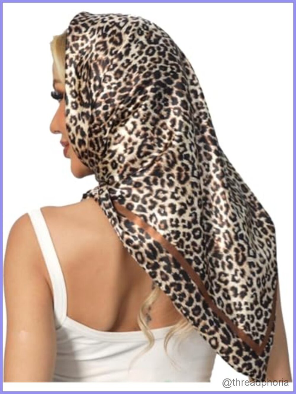 Women's Satin Square Scarf Leopard Print Silk Like Neck Bandana Head Scarf